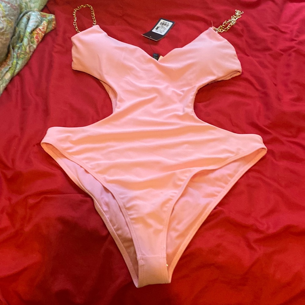 Pink one piece bathing suit